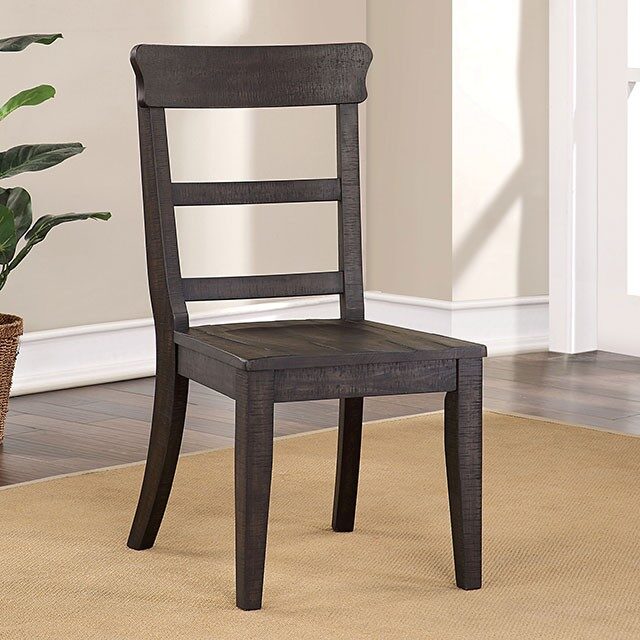 Contoured back & seat dining chair in antique black finish by Furniture of America