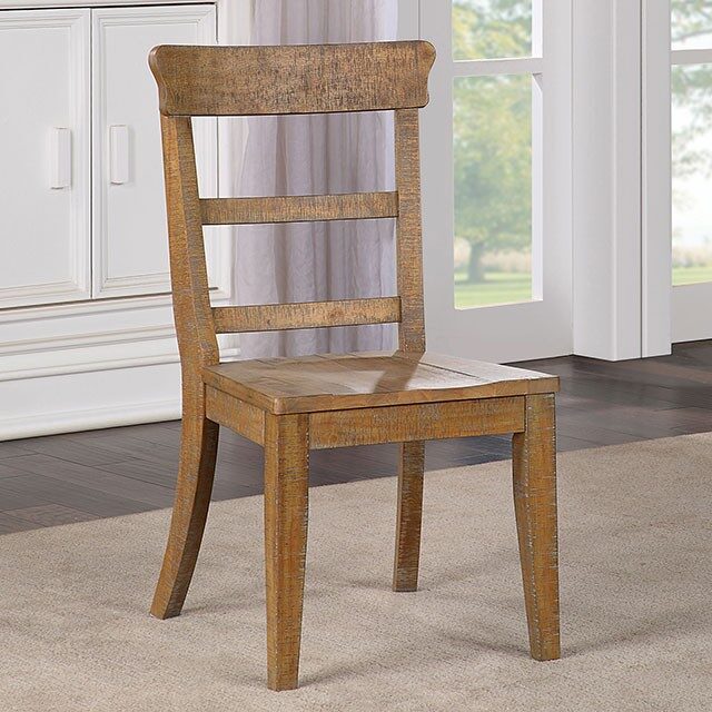 Contoured back & seat dining chair in natural tone by Furniture of America