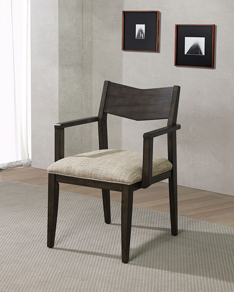 Padded ivory fabric seat dining chair by Furniture of America