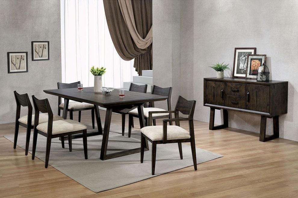Dark walnut transitional dining table by Furniture of America