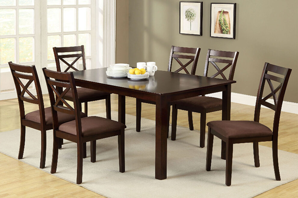Espresso finish transitional 7 pc. dining table set by Furniture of America