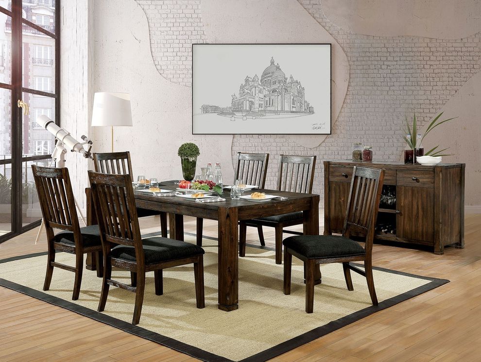 Rustic walnut finish dining table by Furniture of America