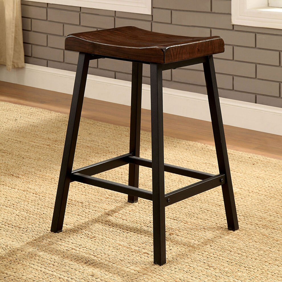 Weathered medium oak/black industrial counter ht. chair by Furniture of America