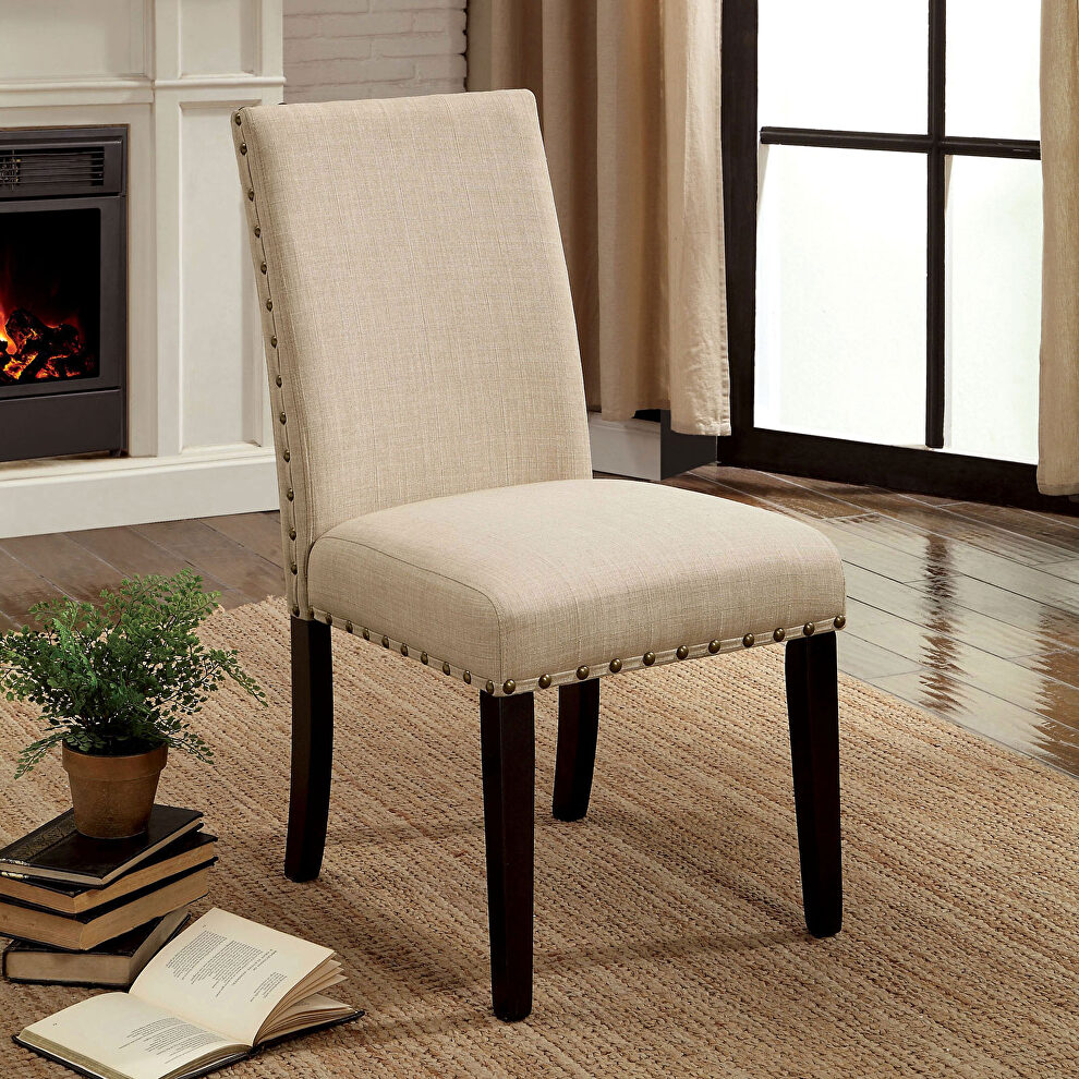 Beige upholstered seat dining chair by Furniture of America