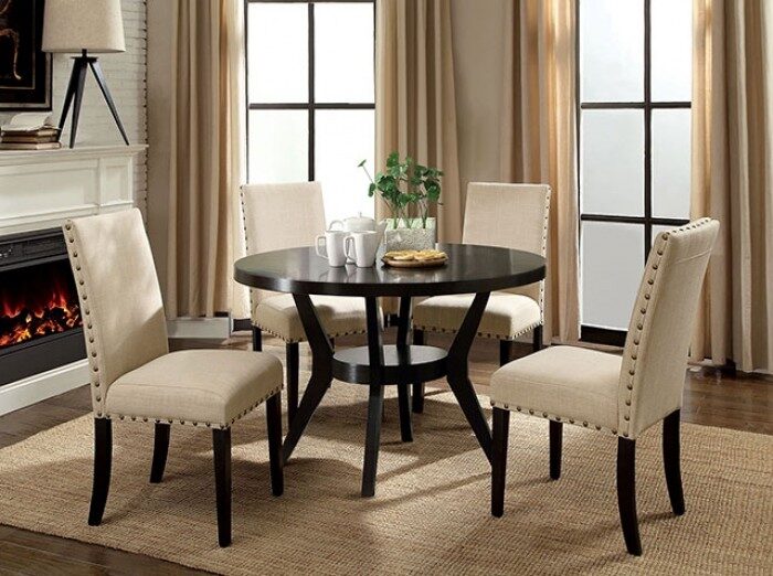 Round table top dining table in espresso finish by Furniture of America