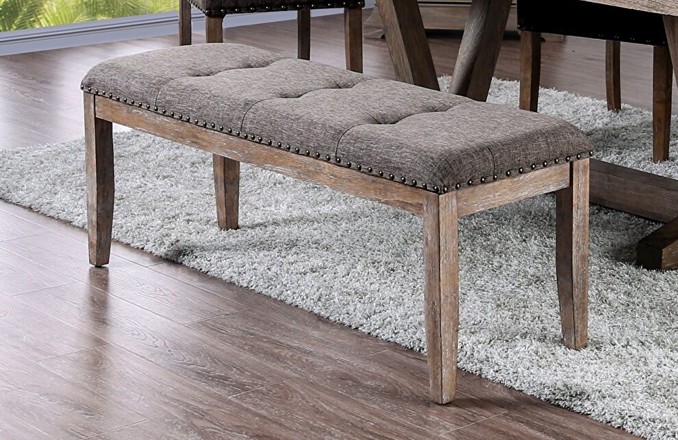 Natural/ brown upholstered seat bench by Furniture of America