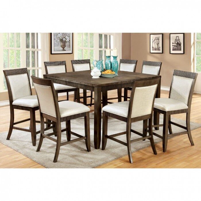 Gray finish transitional style counter ht. table w/ leaf by Furniture of America