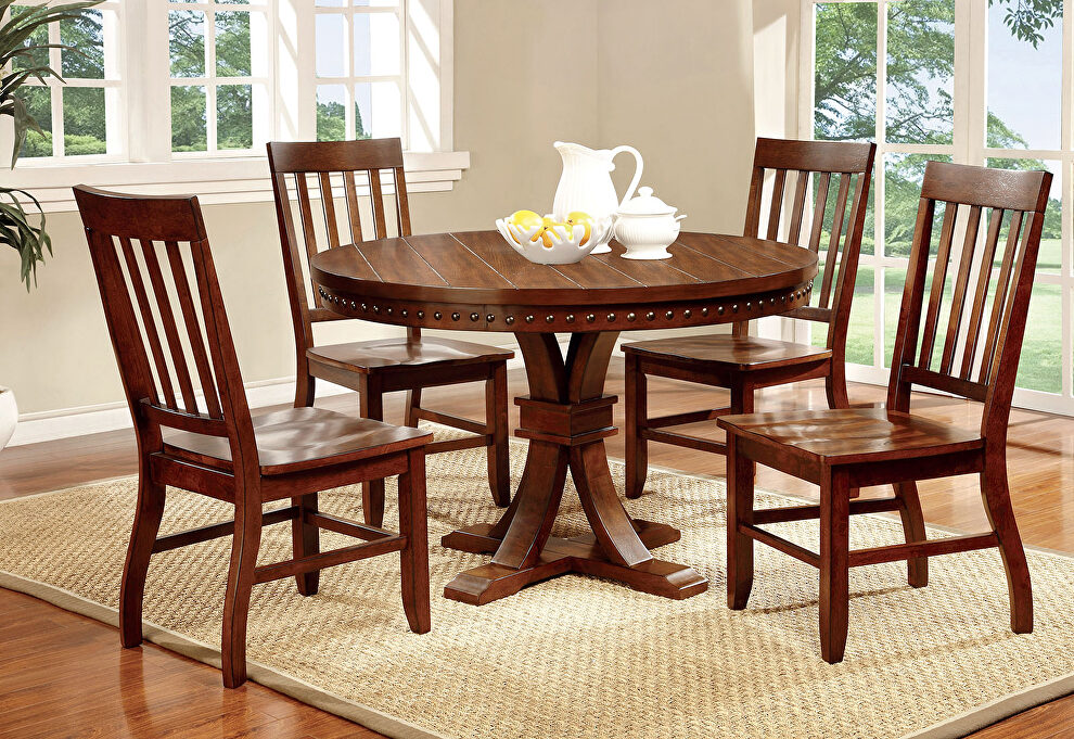 Dark oak transitional style round table by Furniture of America