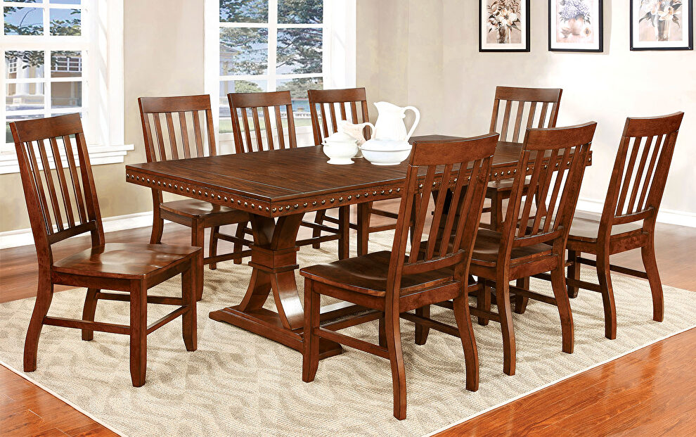 Dark oak transitional style dining table w/ leaf by Furniture of America