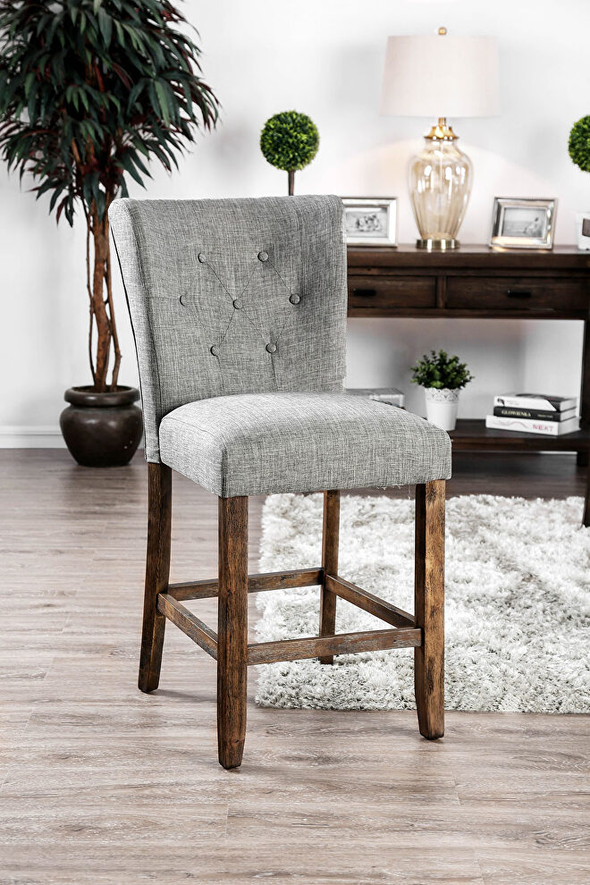 Gray linen-like fabric counter ht. chair by Furniture of America