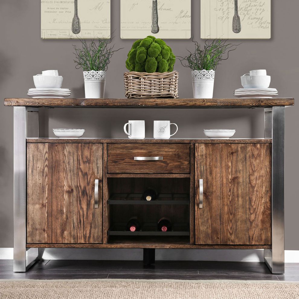 Rustic oak finish server / buffet by Furniture of America