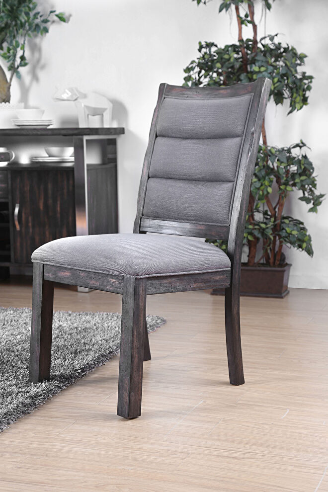 Gray finish linen-like fabric dining chair by Furniture of America