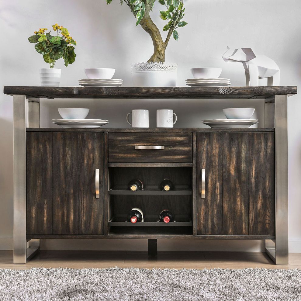 Rustic gray finish contemporary server / buffet by Furniture of America