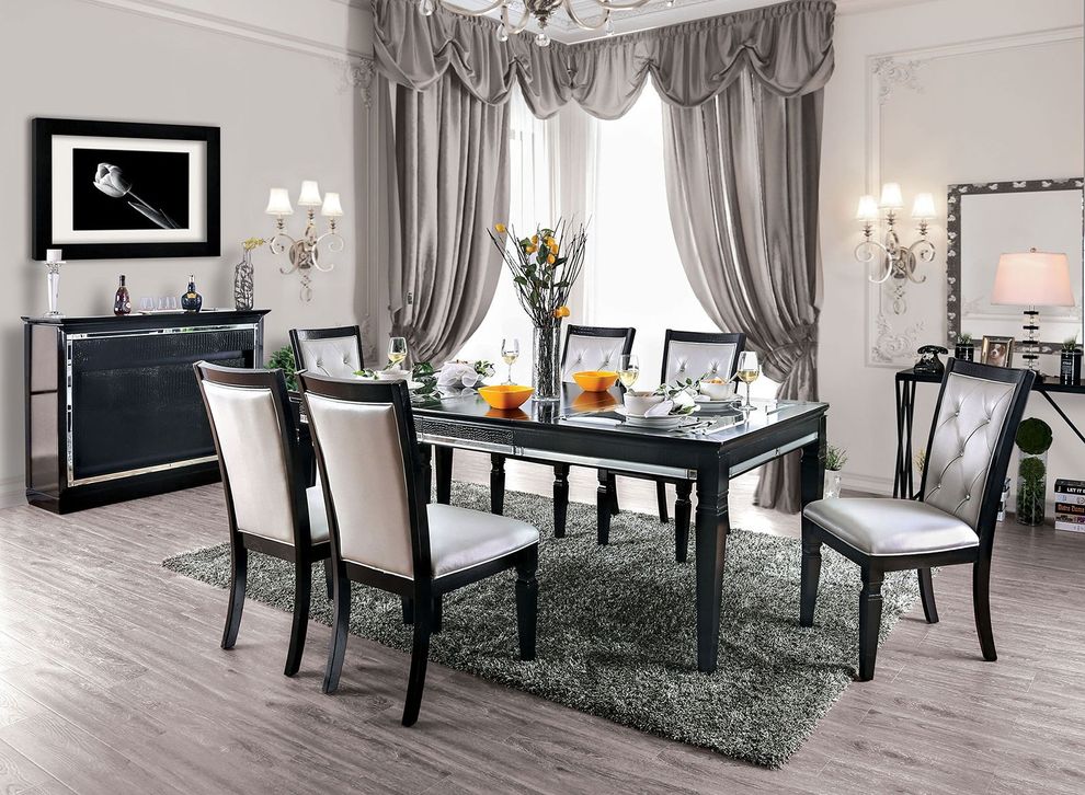 Black/silver contemporary dining table by Furniture of America
