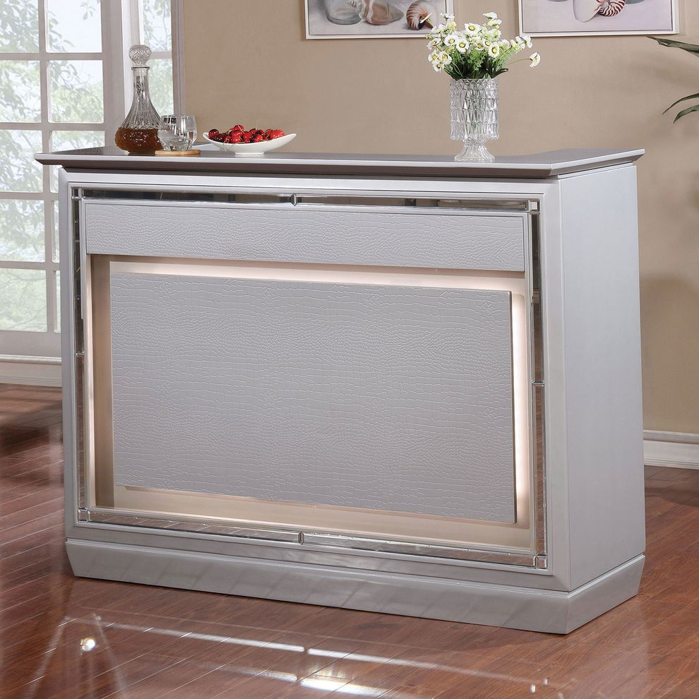 Silver Alena Contemporary Bar Table by Furniture of America