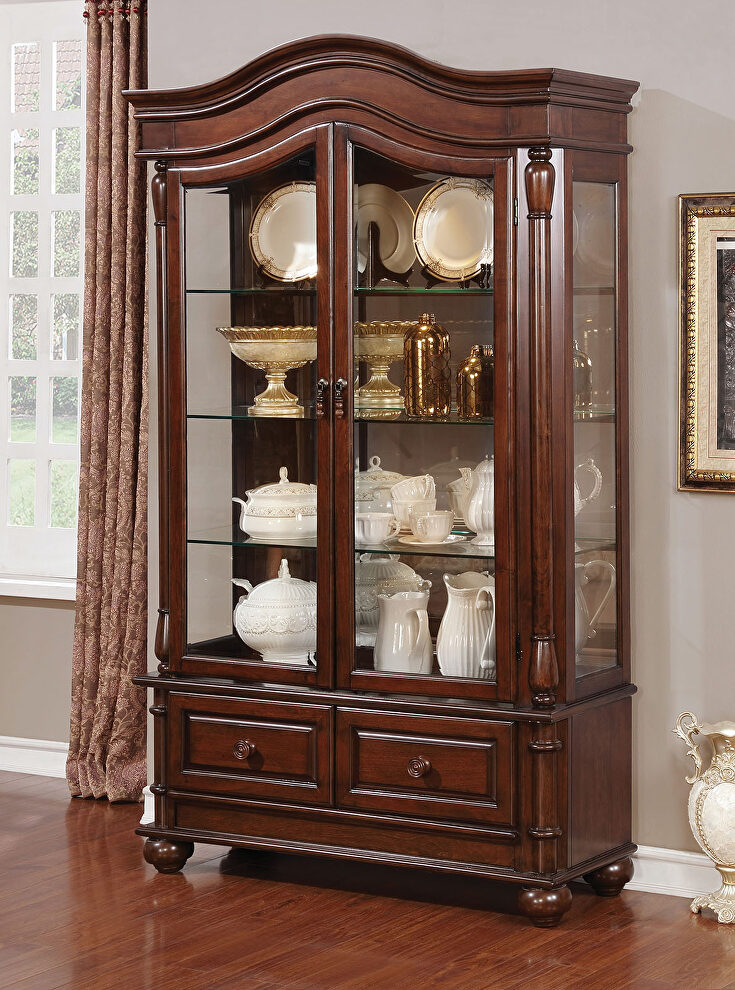 Brown cherry traditional hutch & buffet by Furniture of America