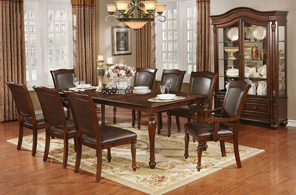 Brown cherry traditional dining table by Furniture of America
