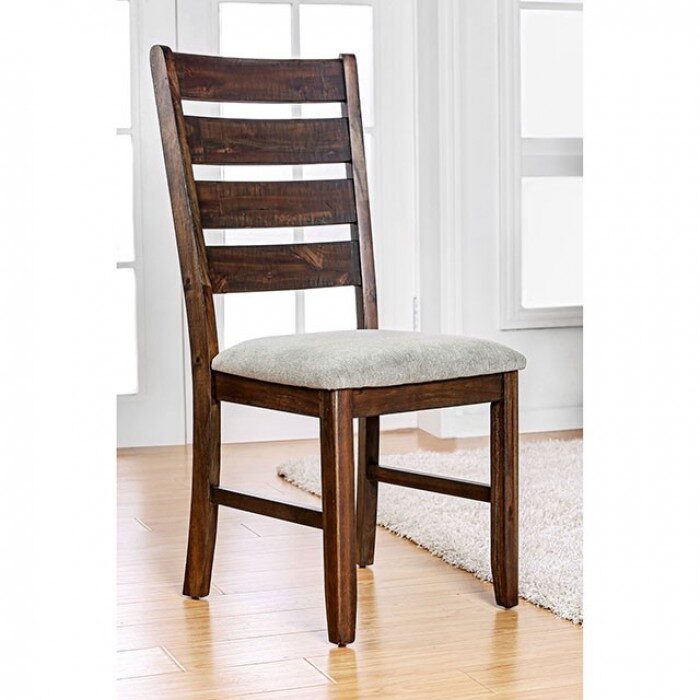 Beige padded fabric cushion transitional dining chair by Furniture of America