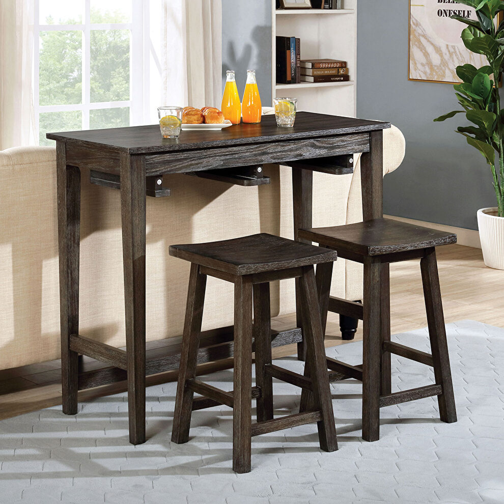 Gray sturdy wood construction bar table set by Furniture of America