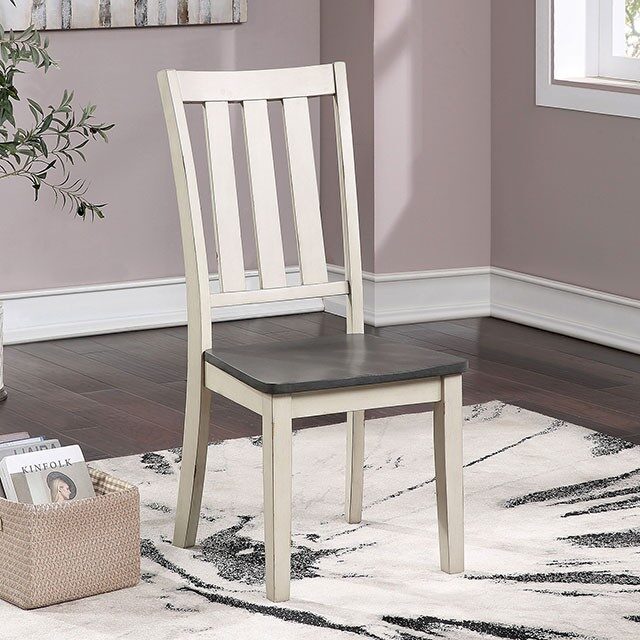Weathered antique white brushed finish dining chair by Furniture of America