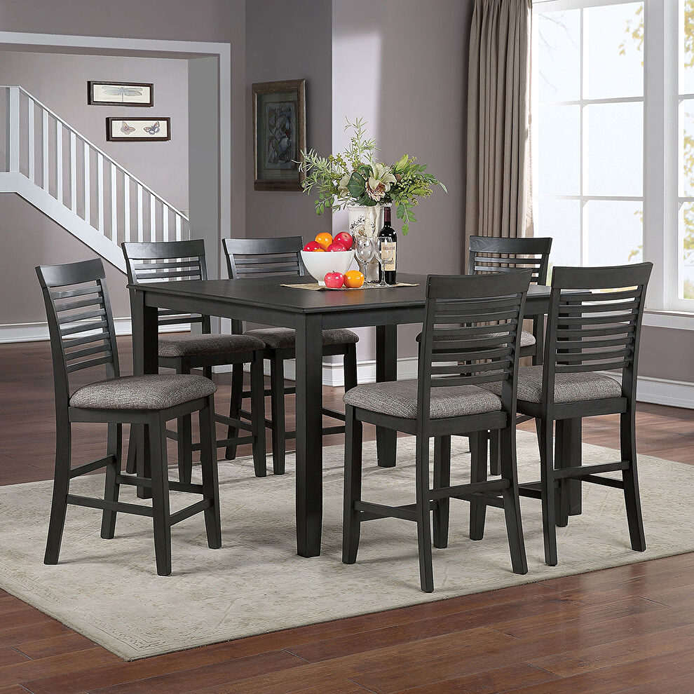 Gray subtle wood grain counter height table by Furniture of America