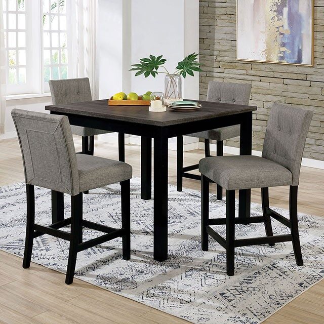 Black/ gray finish 5 pc. counter height set by Furniture of America