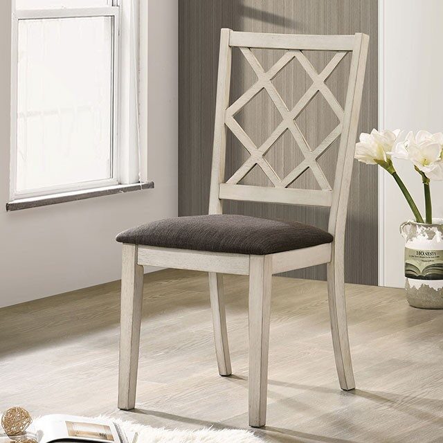 Gray fabric seat dining chair by Furniture of America