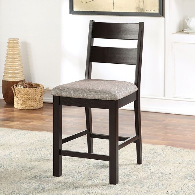 Espresso/gray transitional counter ht. chair by Furniture of America