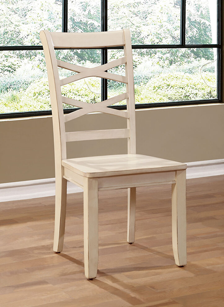 White transitional side chair by Furniture of America