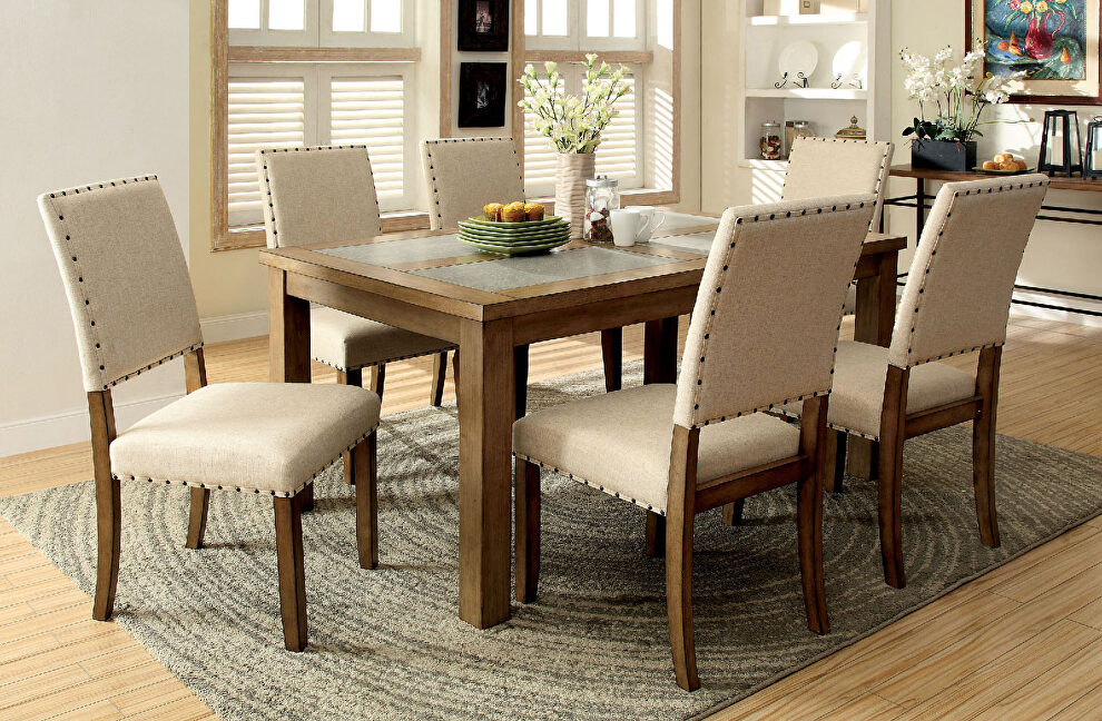 Natural tone industrial dining table by Furniture of America