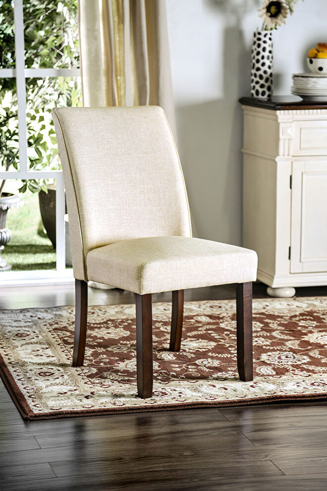 Ivory padded fabric seat dining chair by Furniture of America