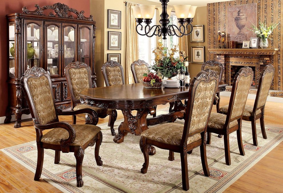 Traditional cherry oval table table w/ 2 leaves by Furniture of America