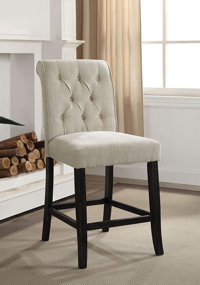 Beige/antique black transitional counter ht. chair by Furniture of America