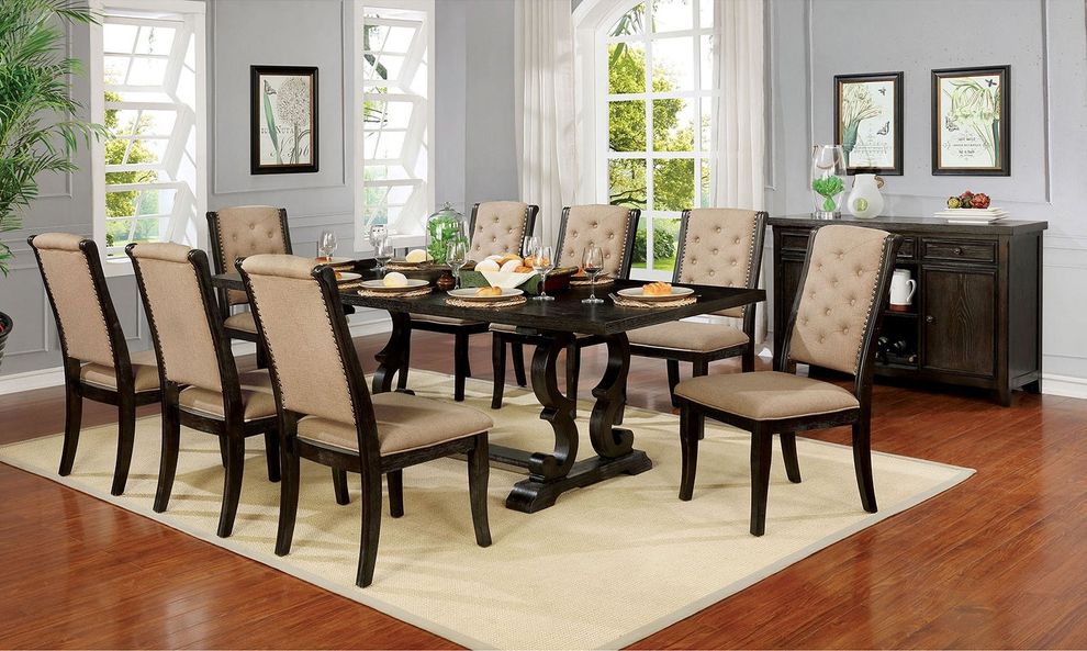Dark walnut rustic family size dining table by Furniture of America