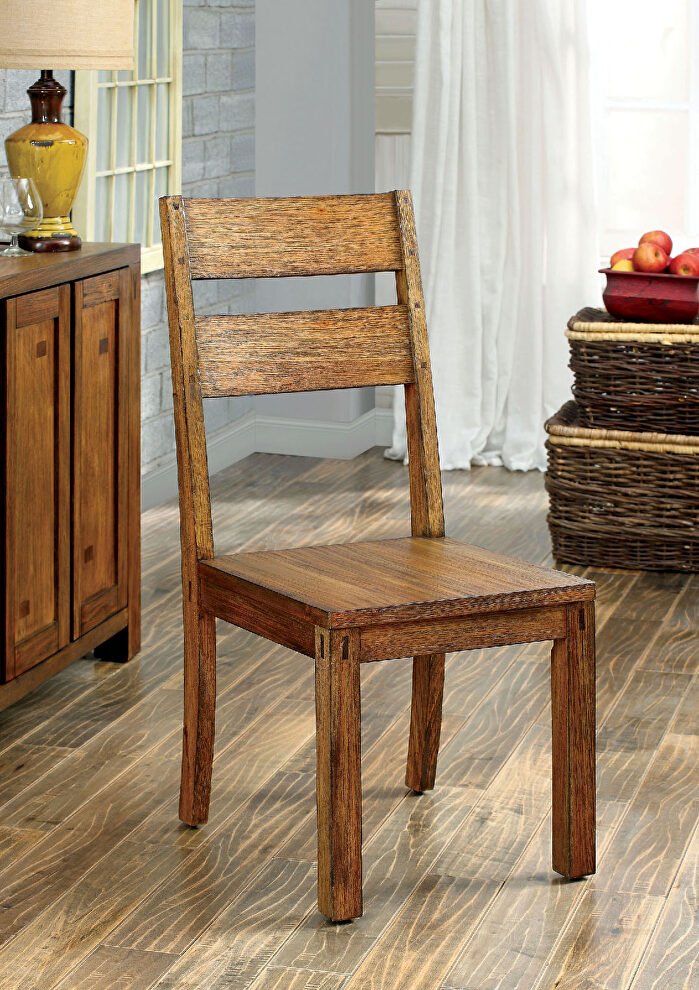 Dark oak rustic natural dining chair by Furniture of America