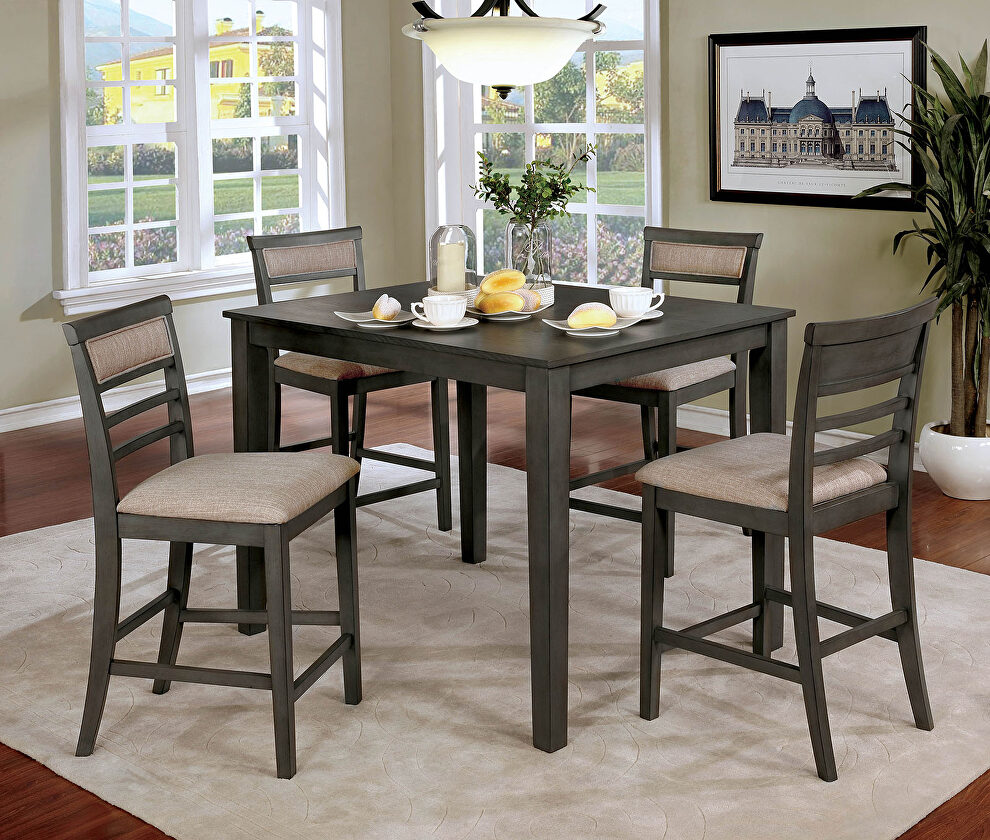 Weathered gray/beige transitional 5 pc. counter ht. table set by Furniture of America