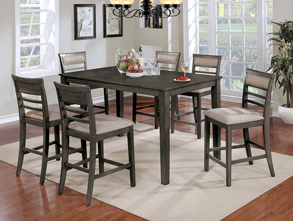Weathered gray/beige transitional 7 pc. counter ht. table set by Furniture of America