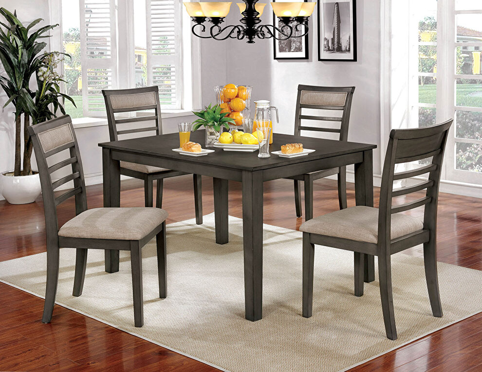 Weathered gray/beige transitional 5 pc. dining table set by Furniture of America
