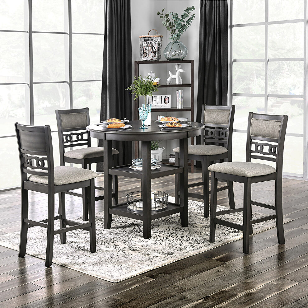 Gray transitional 5 pc. counter ht. set by Furniture of America