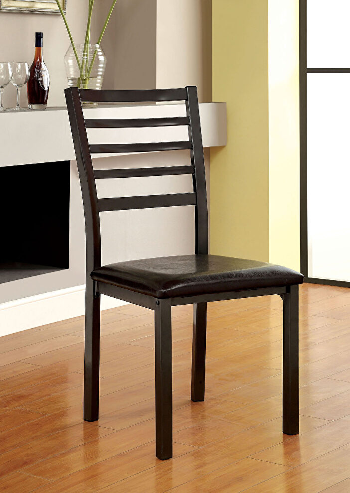 Tall curved back dining chair in black finish by Furniture of America