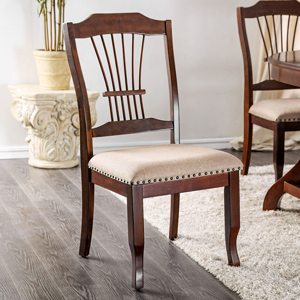 Brown cherry transitional dining chair by Furniture of America