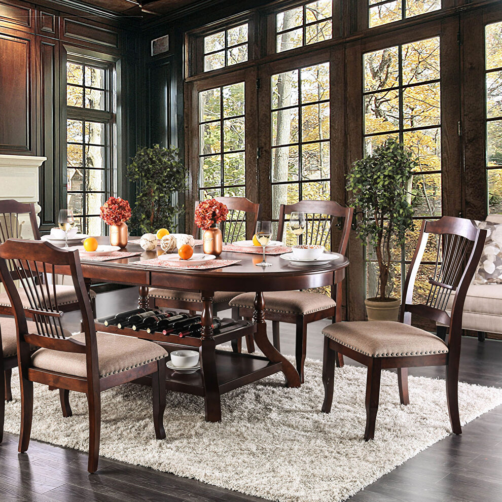 Brown cherry transitional dining table by Furniture of America