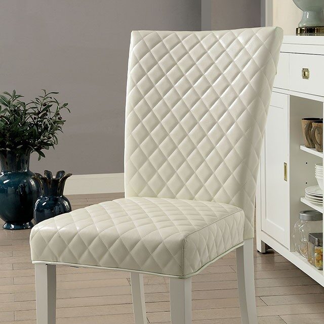 Diamond tufted design padded leatherette dining chair by Furniture of America