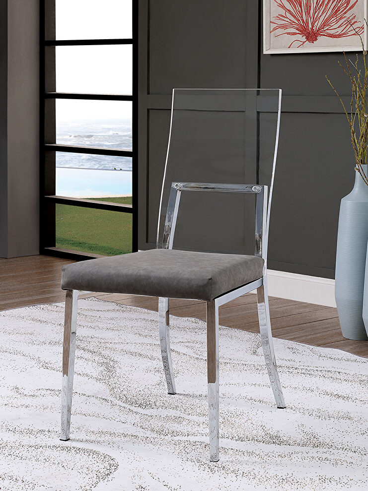 Acrylic / glass / metal modern dining chair by Furniture of America