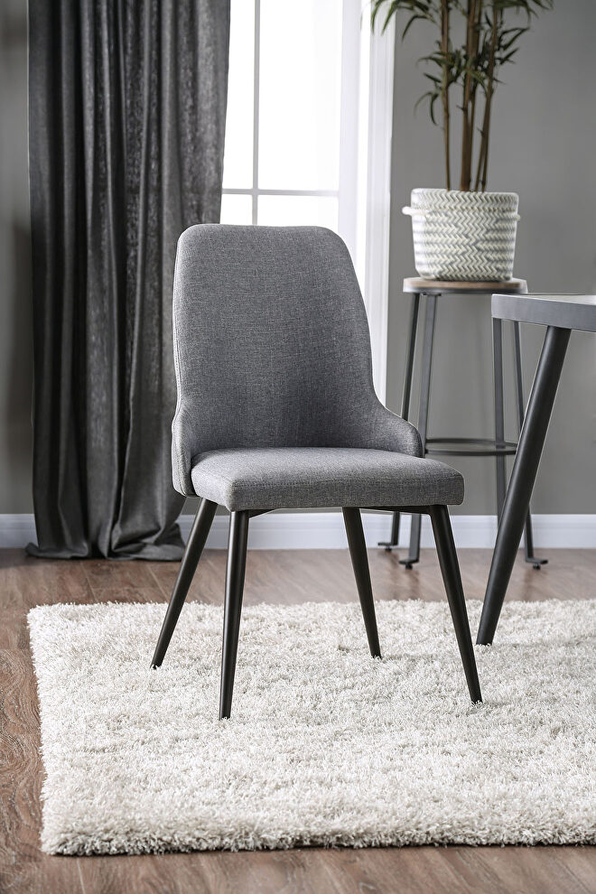 Gray linen-like fabric dining chair by Furniture of America