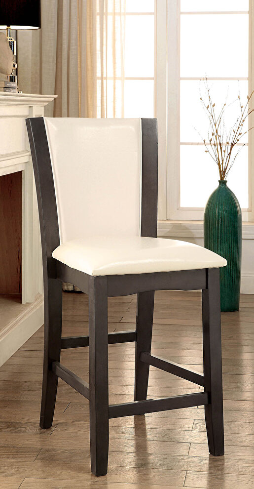 White leatherette padded seat & back counter ht. chair by Furniture of America