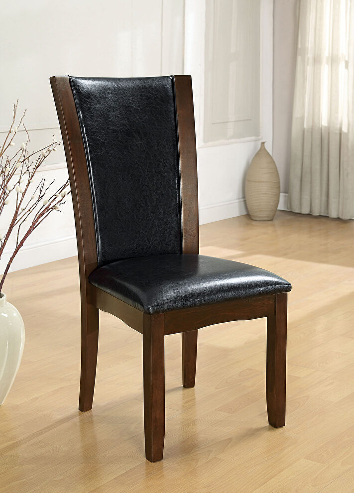 Cherry leatherette upholstery contemporary dining chair by Furniture of America
