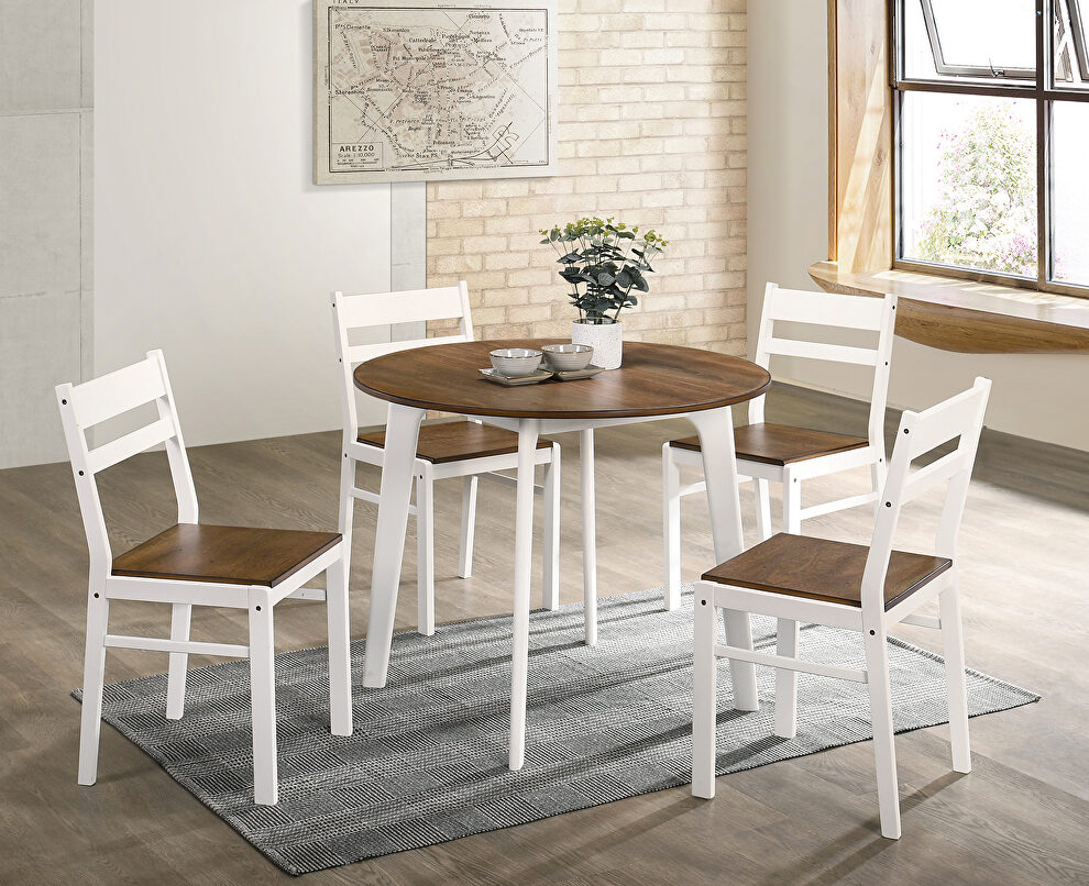 Natural wood grain seat and table top 5 pc. round table set by Furniture of America