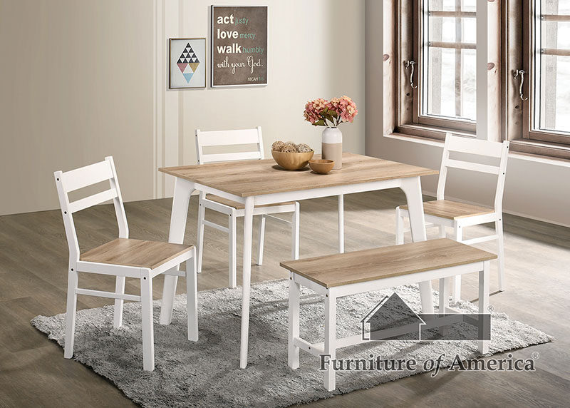 Natural wood grain seat and table top 5 pc. dining table set by Furniture of America