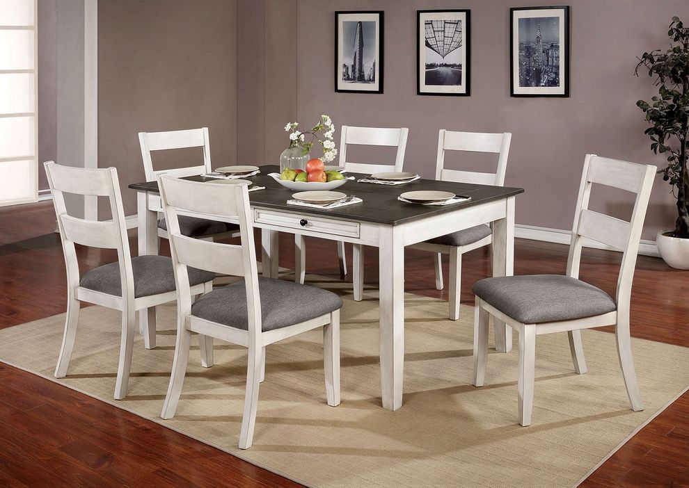 White/gray transitional dining table by Furniture of America
